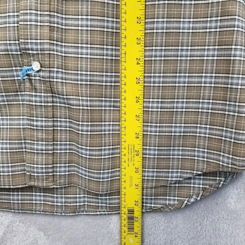 Banana Republic Shirt Men L Brown‎ Plaid Cotton Oxford Long Sleeve Dress Pocket
